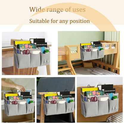 Bedside Caddy/Hanging basket Storage Organizer Bag for Bunk and Hospital Beds,College Dorm Bed，Can be Placed Glasses Books Mobile Phones (Grey 1)