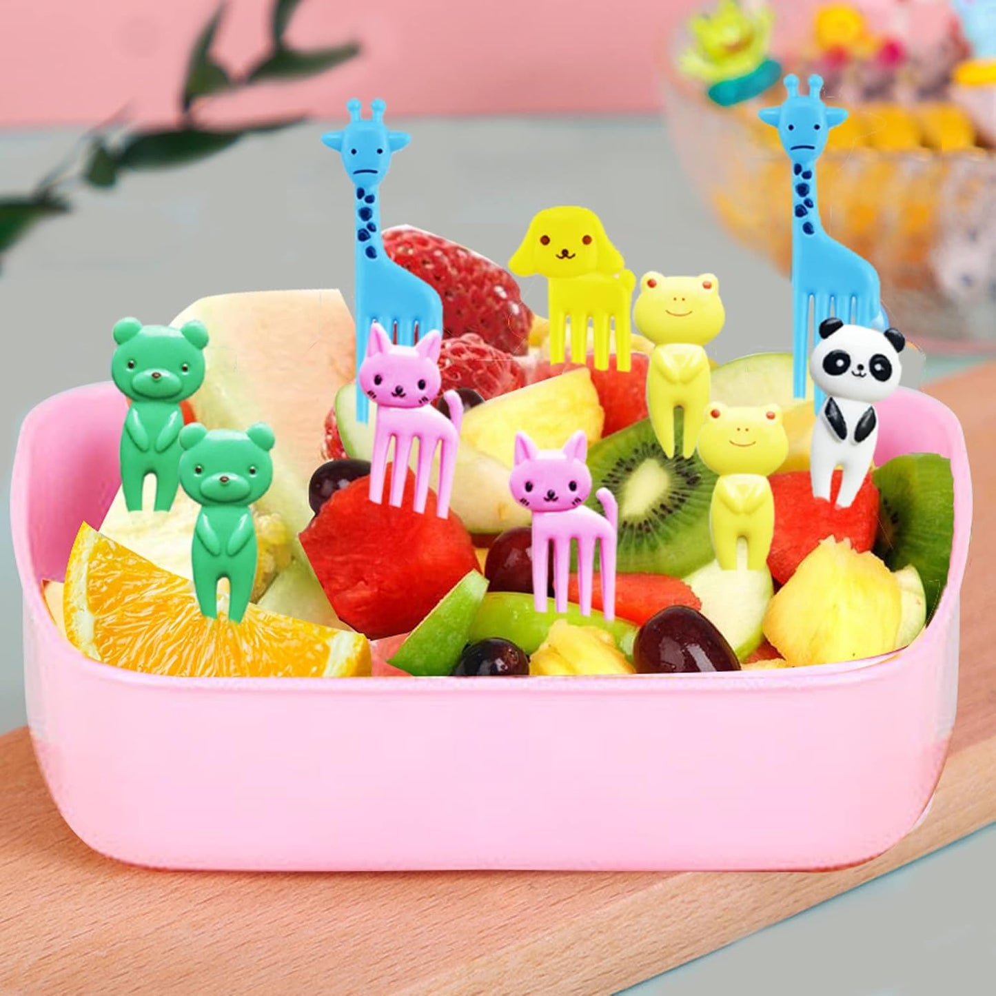 UOUYOO 36 Pcs Animal Food Picks, Cute Cartoon Animal Fruit Food Toothpicks,Reusable Lunch Picks Bento, Lunch Bento Box Picks