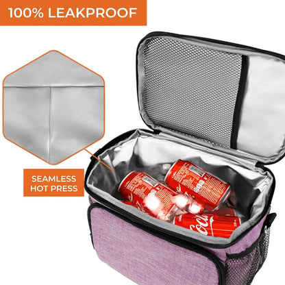 opux Insulated Lunch Bag for Men Women, Large Dual Compartment Cooler Bag, Soft Two Deck Lunch Box for Work School Picnic, Leakproof Lunch Tote with Shoulder Strap for Kid Adult (Purple, Double Deck)