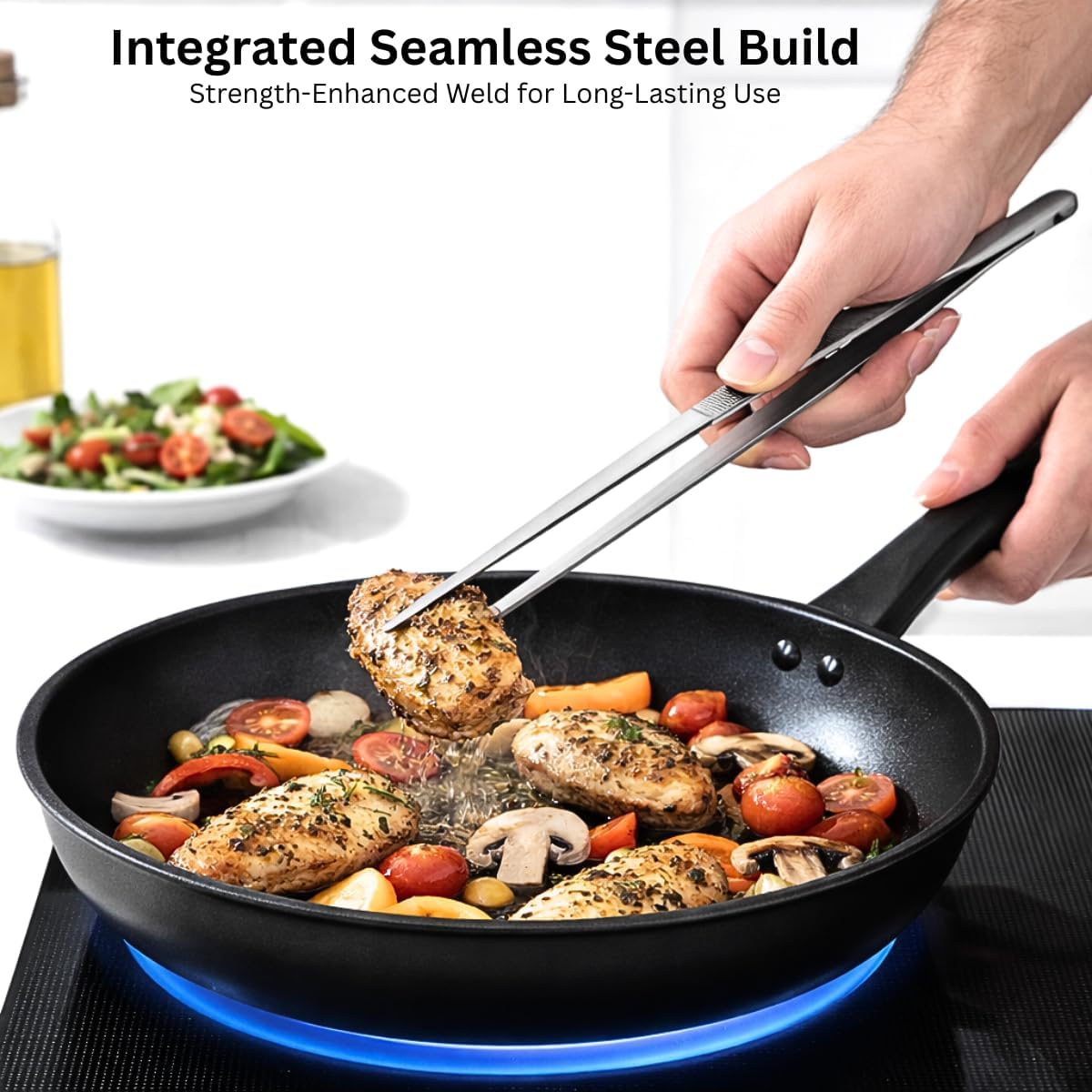 3PCS Stainless Steel Tweezer Set (8", 10", 12") – Precision Grip Tongs for Cooking, Plating, BBQ, Aquarium, Crafting & Lab Use, Long Reach, Non-Slip Control, Durable Rust-Resistant Tools