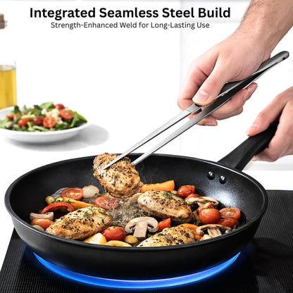 3PCS Stainless Steel Tweezer Set (8", 10", 12") – Precision Grip Tongs for Cooking, Plating, BBQ, Aquarium, Crafting & Lab Use, Long Reach, Non-Slip Control, Durable Rust-Resistant Tools