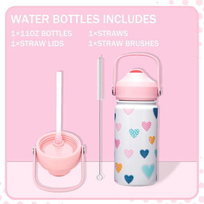 Kids Bento Lunch Box with 6 Compartments Girls Lunch Box with Lunch Bag,Stainless Steel Water Bottle,Ice Pack & Utensils Set,Birthday Gifts for Ages 3-12 Back to School Toddler Girls