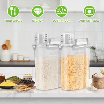 TBMax Rice Container 10 Lbs, Cereal Container Oatmeal Storage, Airtight Food Dispenser with Easy-pouring Spout & Handy Cup for Flour Grain Beans, Pet Dog Cat Bird Food Storage Container