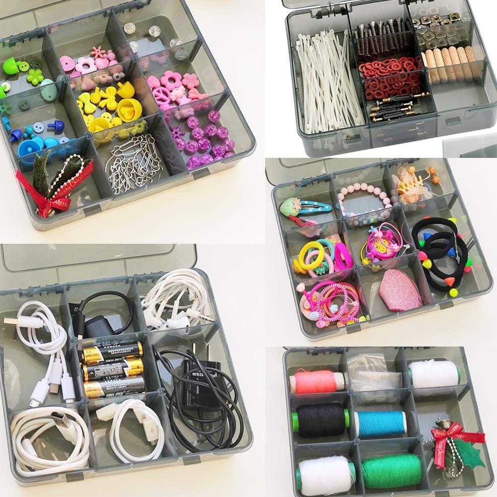 Vidifor 9 Grids Art Craft Supply Organizer Storage Containers, Compartment Storage Box with Removable Dividers for Jewelry, Beads, Buttons, Small Parts