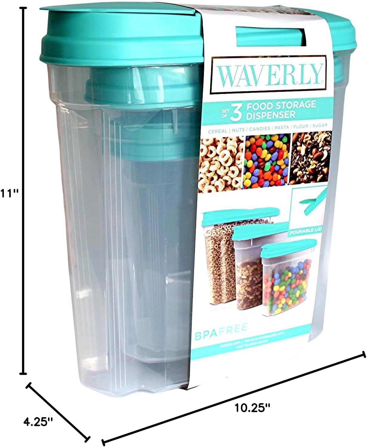 2-Pack Medium Airtight Lock & Pour Food Storage Containers – 5 Cups (60.87 oz) BPA-Free Dispensers for Snacks, Cereal, Candy, Sugar, Dog Treats & Dry Ingredients – Easy Grip & Flip-Top Lid