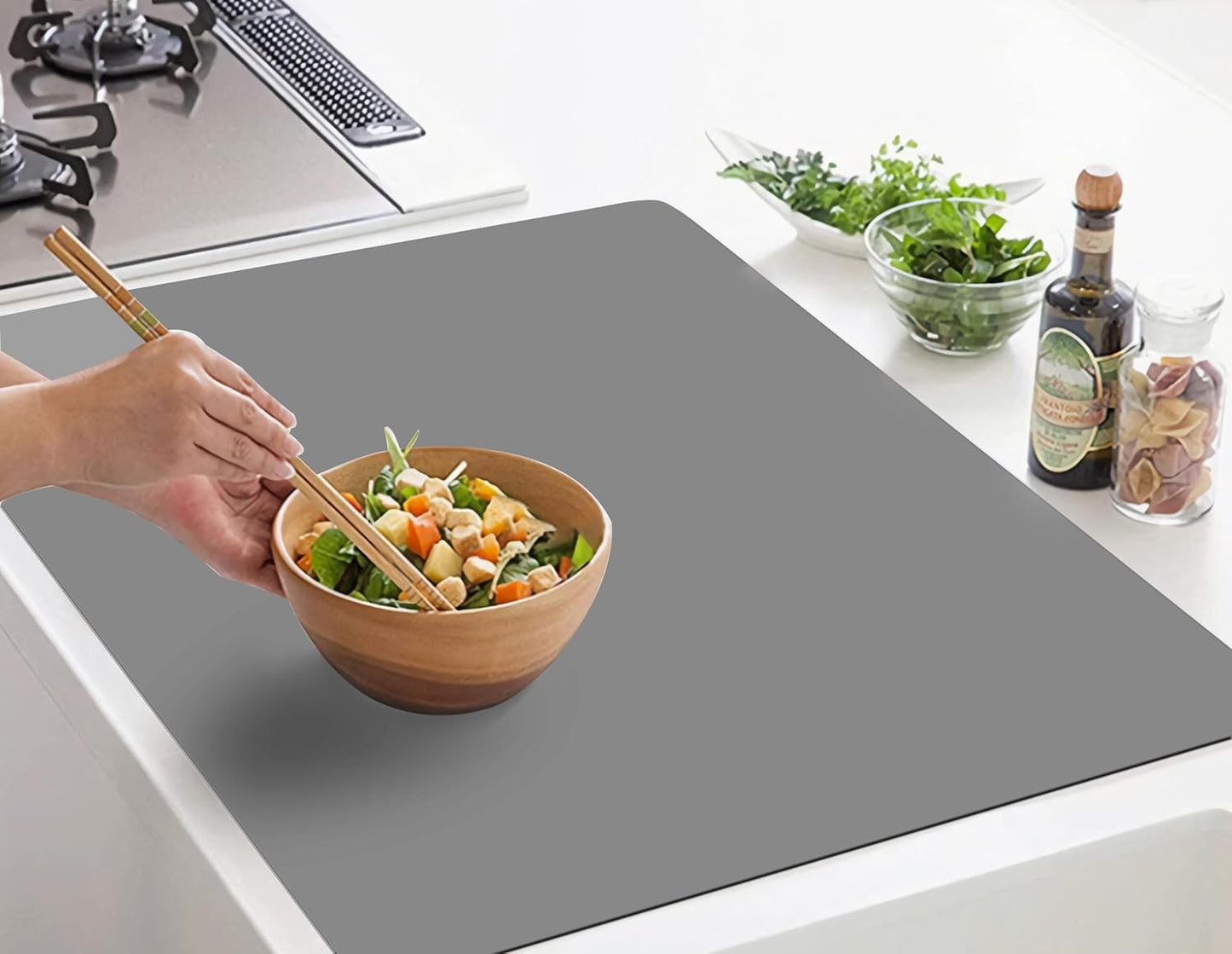 Silicone Placemats, Food-Grade Non-Slip Waterproof, Dining, Stain Resistant, Countertop Protector, Kitchen Counter Mat, Heat Resistant, Baking mat Dishwasher Safe (23.6"×15.7"-1pack, Black)