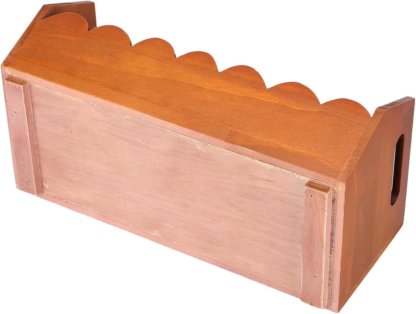 Wood Pantry Organizer Basket with Handle for Kitchen Storage, Rustic Wooden Bread and Vegetable Bin with Wide Opening, Ergonomic Handles, and Flat Bottom for Easy Access