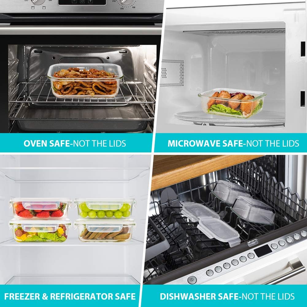 Bayco Glass Storage Containers with Lids, 9 Sets, Meal Prep Airtight Food Storage Containers for Food Storage with Lids - Leak Proof