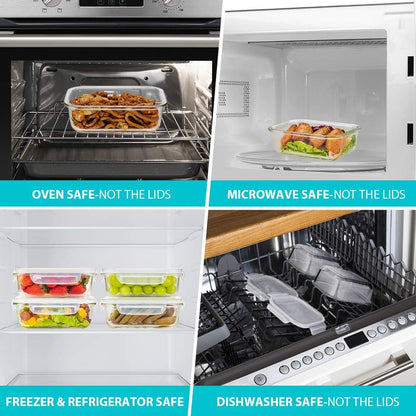 Bayco Glass Storage Containers with Lids, 9 Sets, Meal Prep Airtight Food Storage Containers for Food Storage with Lids - Leak Proof