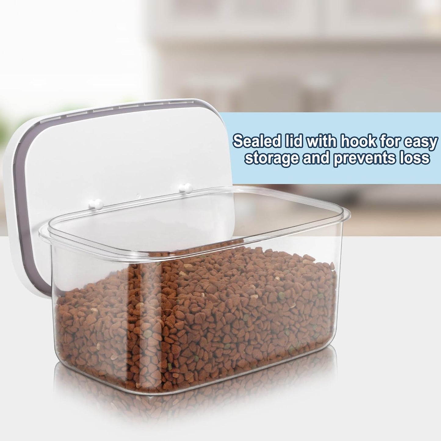 LEAWALK 10Lbs/10.57Qt Airtight Dog Cat Food Storage Container and Dog Treat Containers BPA-Free, PET Clear Stackable Pet Storage Bin, Pop Top, 1-Cup Scoop for Pet Food/Rice/Flour/Bread/Grains