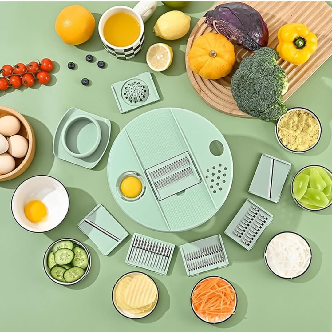 Salad Spinner Large, Lettuce Spinner with 5 Blade Slicer, 5.5 Qt Vegetable Wash Bowl, Fruits & Herb Lettuce Dryer with Egg Yolk Strainer for Efficient Salad Preparation and Food Washing