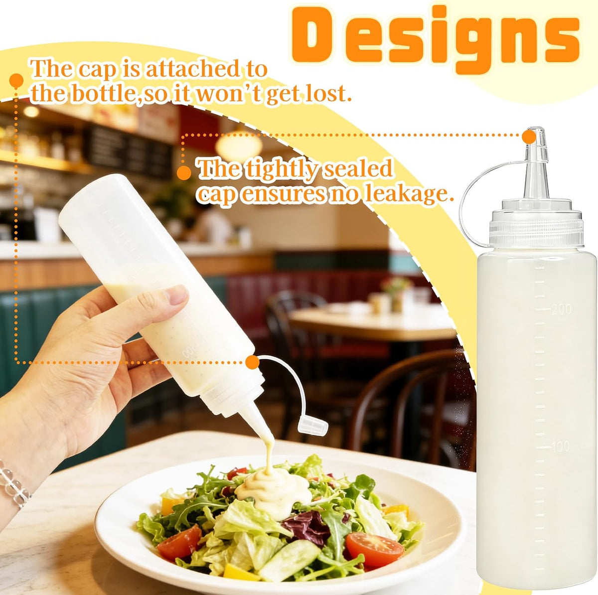 Uyuxxu 8 oz Plastic Condiment Squeeze Bottles,Multipurpose Squirt Bottles,Clear Sauce Bottle with Lids for Dressing,Ketchup,Grilling,Syrup,BBQ Sauce