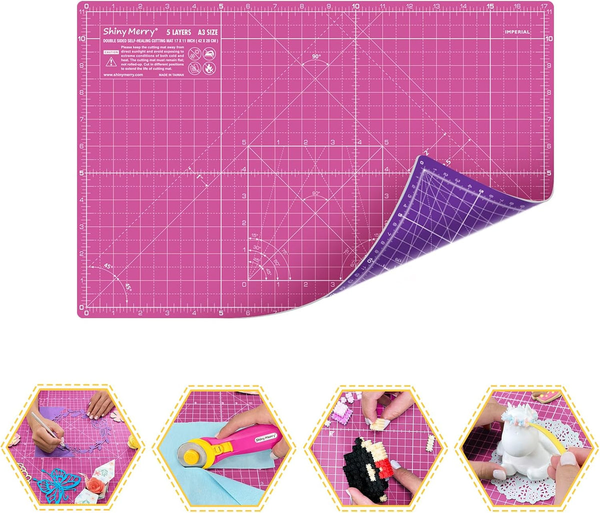 Self Healing Cutting Mat A3 12"x 18" Double Sided Pink Mat