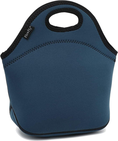 FlowFly Neoprene kids Lunch box Insulated Soft Bag Mini Cooler Thermal Meal Tote Kit for Boys, Girls,Men,Women,School,Work, Office,Black