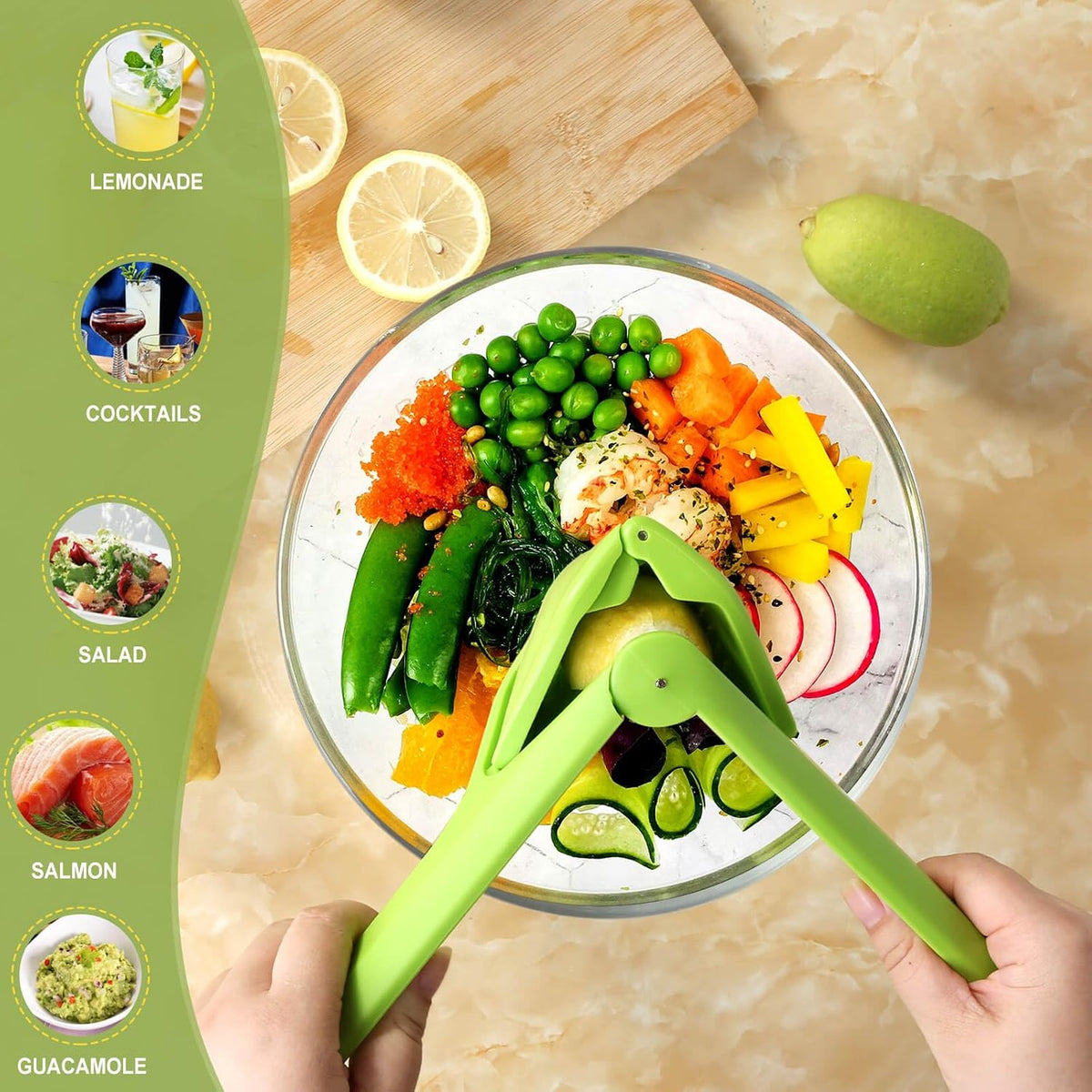 Lemon Squeezer, Effortless Manual Flat Lime Juicer Hand Press