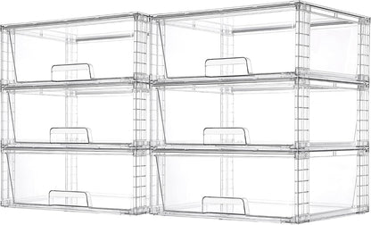 Vtopmart 3 Pack Large Stackable Storage Drawers,Easily Assemble Clear Acrylic Bathroom Closet Undersink Organizers,Plastic Storage Bins for Cabinet,Kitchen Pantry,Medicine Organization