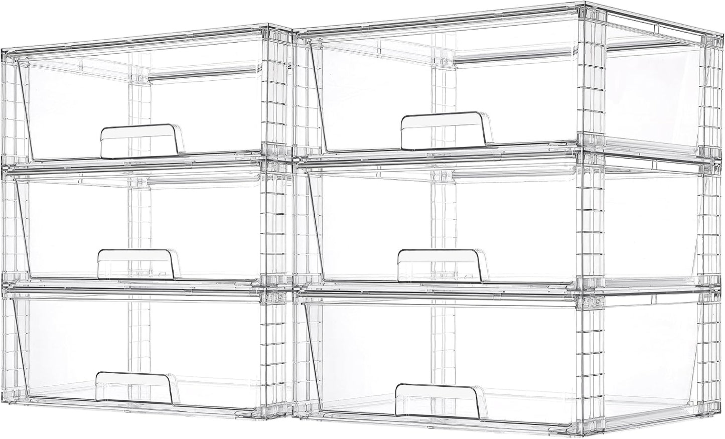 Vtopmart 2 Pack Large Stackable Storage Drawers,Easily Assemble Clear Acrylic Bathroom Closet Undersink Organizers,Plastic Storage Bins for Cabinet,Kitchen Pantry,Medicine Organization