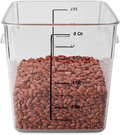 Rubbermaid Commercial Products Space Saving Square Food Storage Container 6 Quart Clear for Kitchen/Sous Vide/Meal Prep