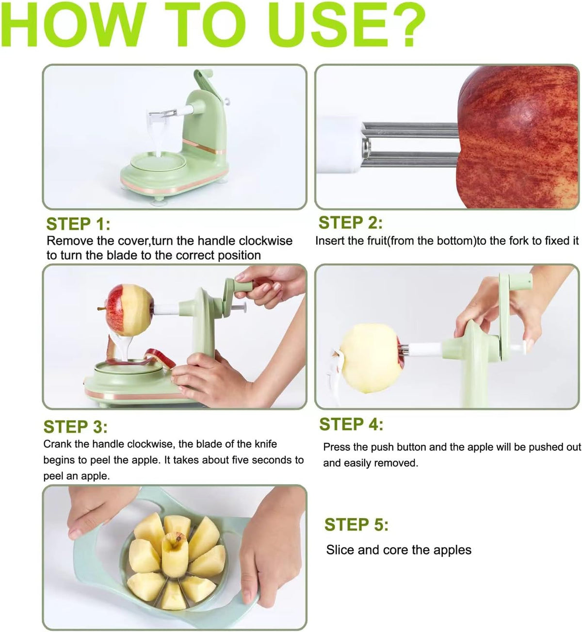 Soft Home Upgraded Plastic Apple Peeler, Pear Peeler and Apple Slicer Corer with Stainless Steel Blades(one backup blade included)