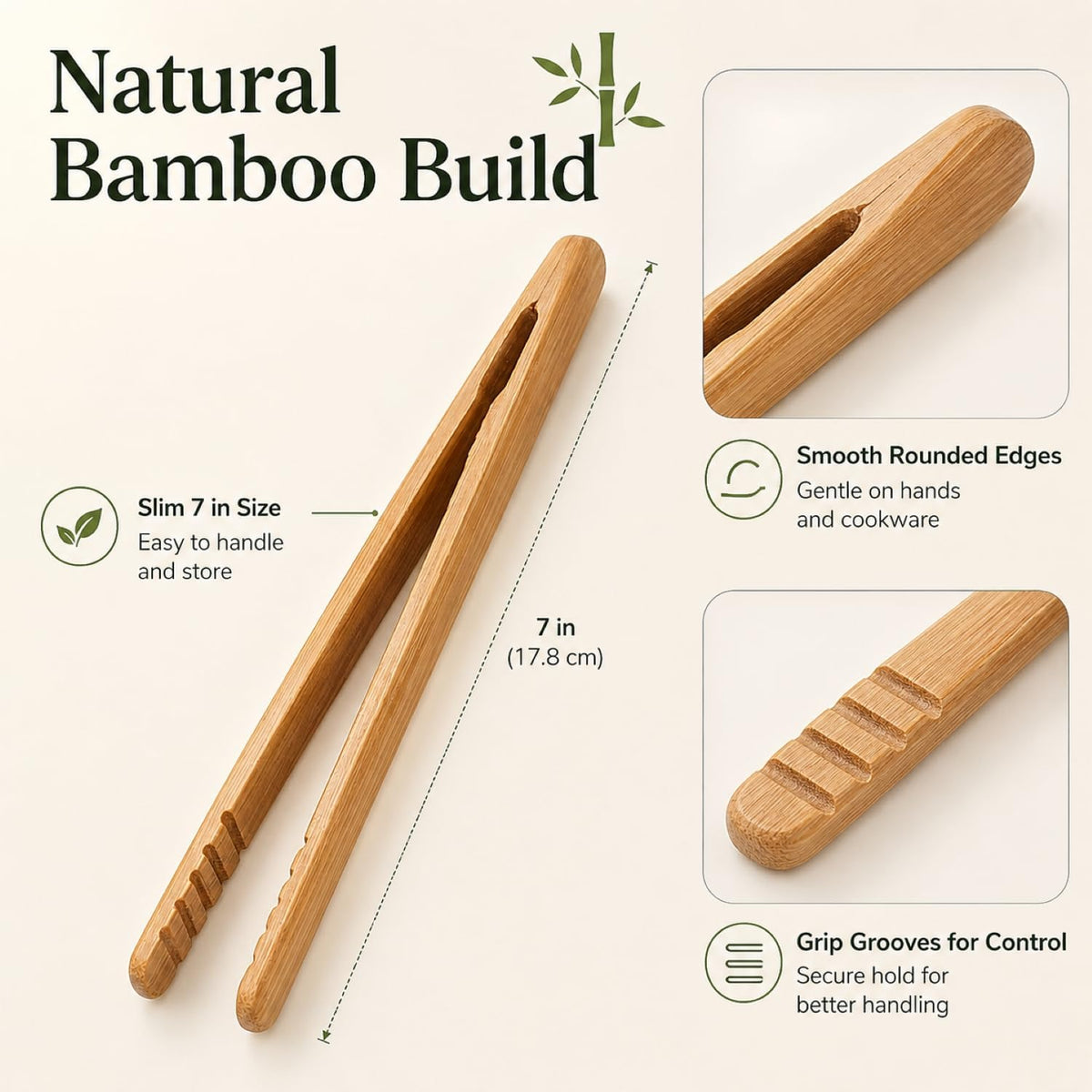 I-MART Bamboo Toaster Tongs 7 Inch Set of 2, Wooden Toast Tongs for Small Kitchen Use, Bagels, English Muffins, Waffles, Tea Bags, Pickles and Charcuterie Serving