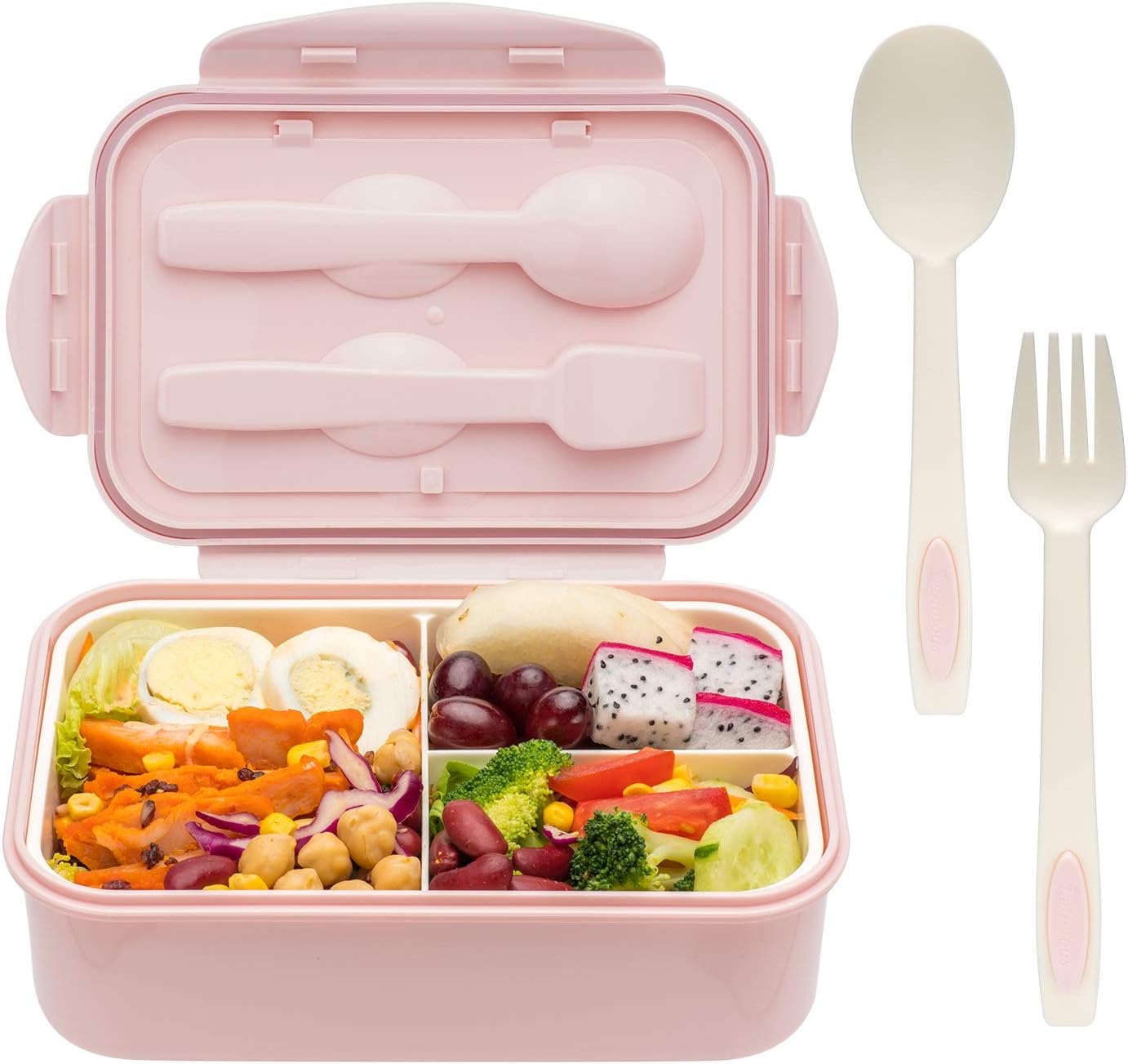 Bento Boxes for Adults - 1100 ML Bento Lunch Box Container For Kids With Spoon & Fork - Durable Perfect Size for On-the-Go Meal, BPA-Free and Food-Safe Materials(Grey)