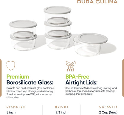 6-Piece Glass Food Storage Containers Set (3 Containers + 3 BPA-Free Lids) | 2-Cup, Leakproof | Microwave, Freezer, Oven & Dishwasher Safe | Ideal for Meal Prep & Pantry Organization, Pistachio