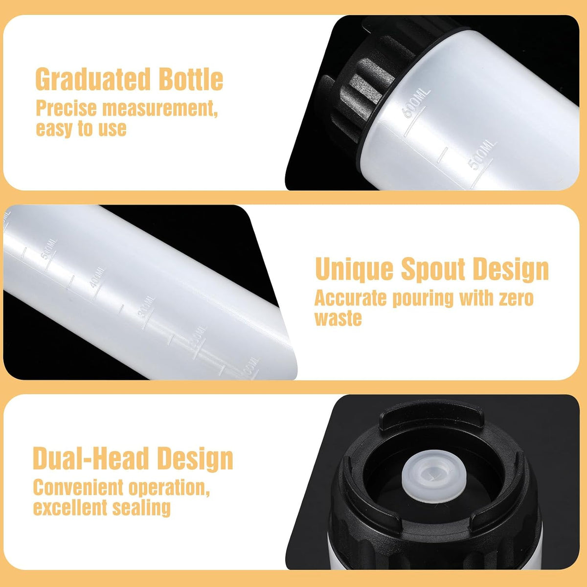 2 Pcs 16 oz Inverted Squeeze Bottles, Valve Condiment Dispenser (Black)