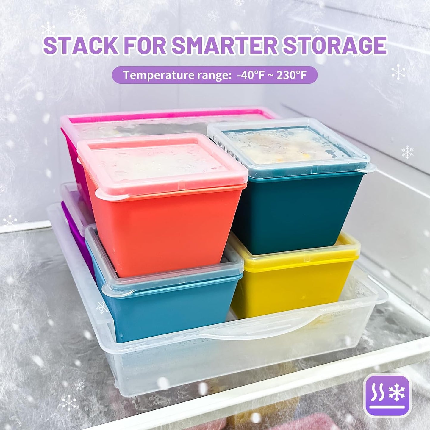 Gemice 1-Cup Silicone Freezer Molds with Lids, Individual 4-Pack Portion Soup Cubes Freezer Trays for Food Storage, Oven & Dishwasher Safe, BPA-Free, Silicone Freezer Containers for Meal Prep