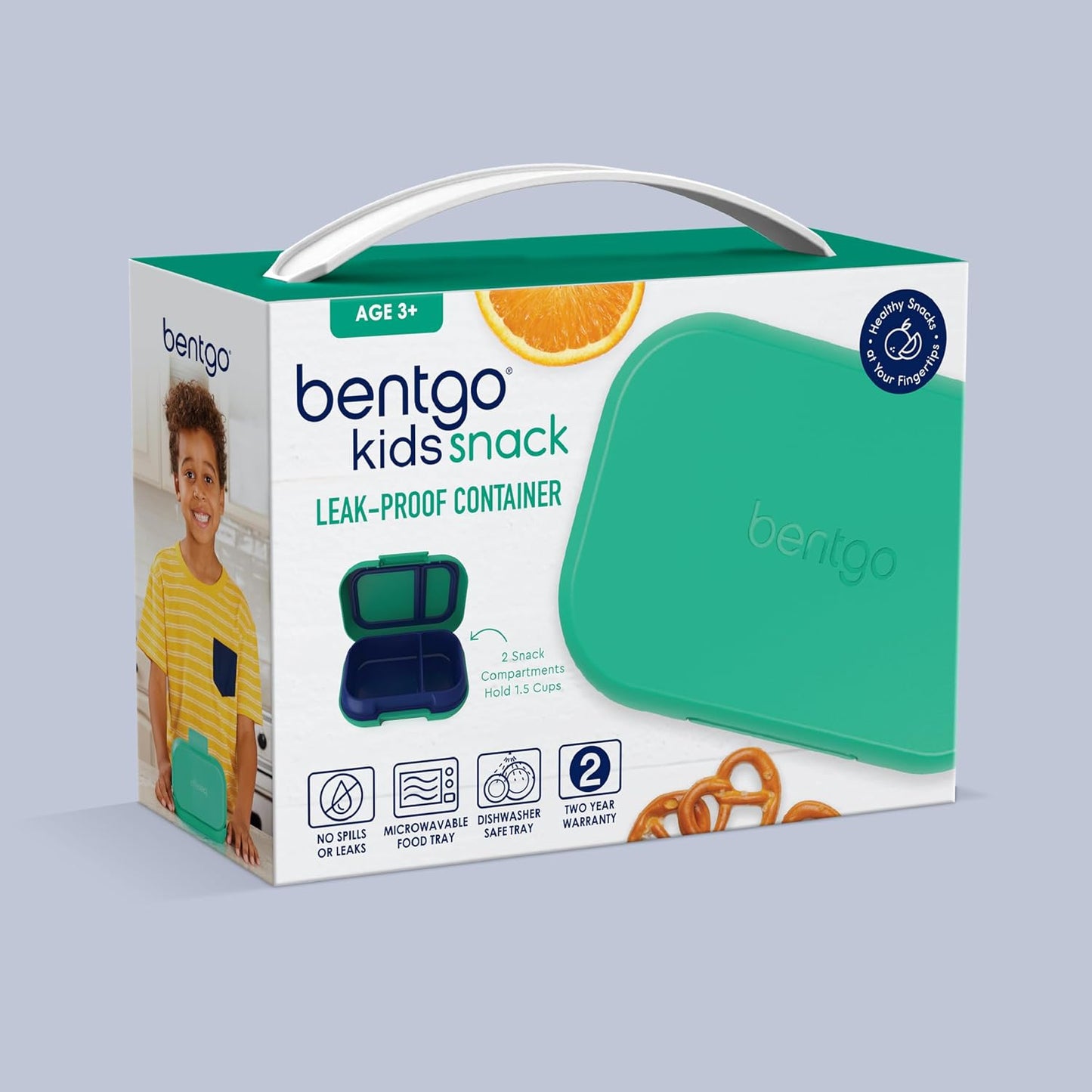 Bentgo Kids Snack - 2 Compartment Leak-Proof Bento Box Container for Snacks and Small Meals, Easy-Open Latch, Dishwasher Safe, BPA-Free for School, Daycare, & Sports - Ideal for Ages 3+ (Gray)