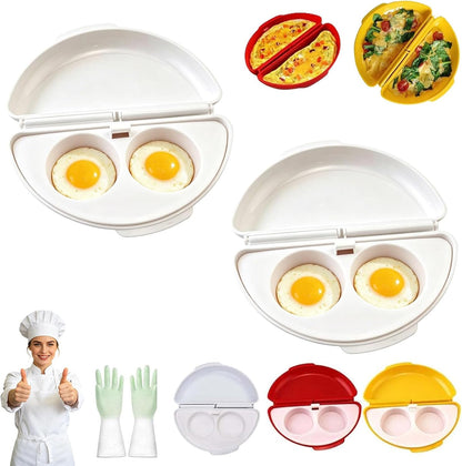 2-In-1 Microwave Omelette Maker & Egg Cup Cooker with Removable Tray，A+B