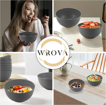 Wheat Straw Bowl Sets,8 PCS Unbreakable Cereal Bowl 26 OZ,Microwave and Dishwasher Safe Bowls,Bowl Sets for Camping and Picnic BPA Free Colorful Salad Bowls for Serving Soup,Oatmeal and Fruit Etc…