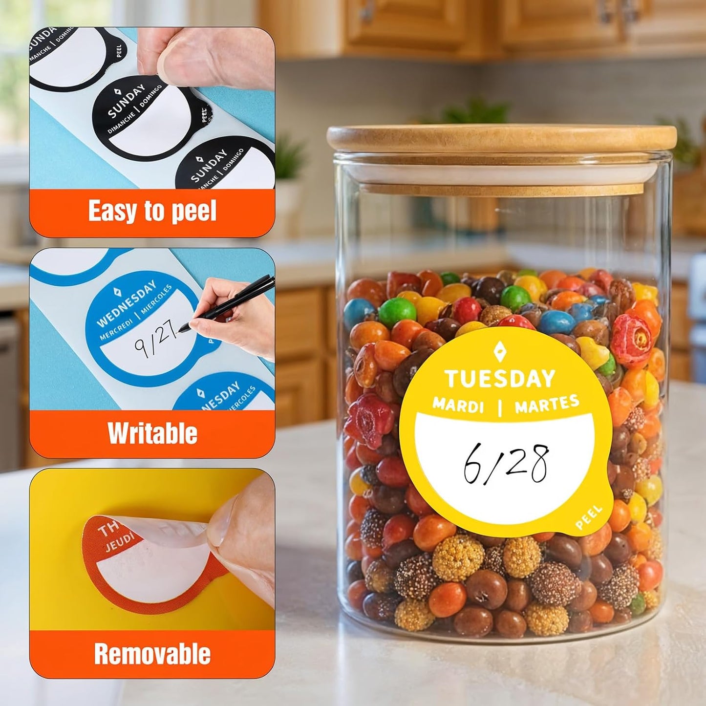 7 Rolls Day Dots Food Labels, 1 Inch 7000 Pcs Removable Date Stickers for Food, Day Labels for Restaurant Kitchen Containers, Self Adhesive Days Dot Sticker