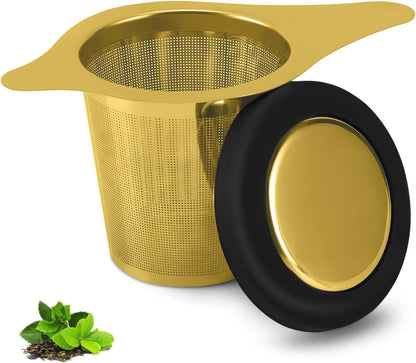Tea Infuser Basket Stainless Steel Tea Strainer Tea Filter With Small Strainer And Lid Tea Diffuser For Loose Leaf Tea Superior Brewing Experience (One pack silver)