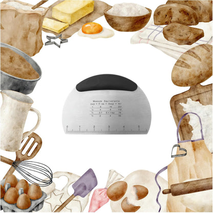 Professional Stainless Steel Dough Cutter and Scraper Combo - 2-in-1 Baking Tool for Bread, Pizza & Pastry | Multi-Use Bench Scraper with Kitchen Utensils Grip (Heavy Duty Dough Tool)