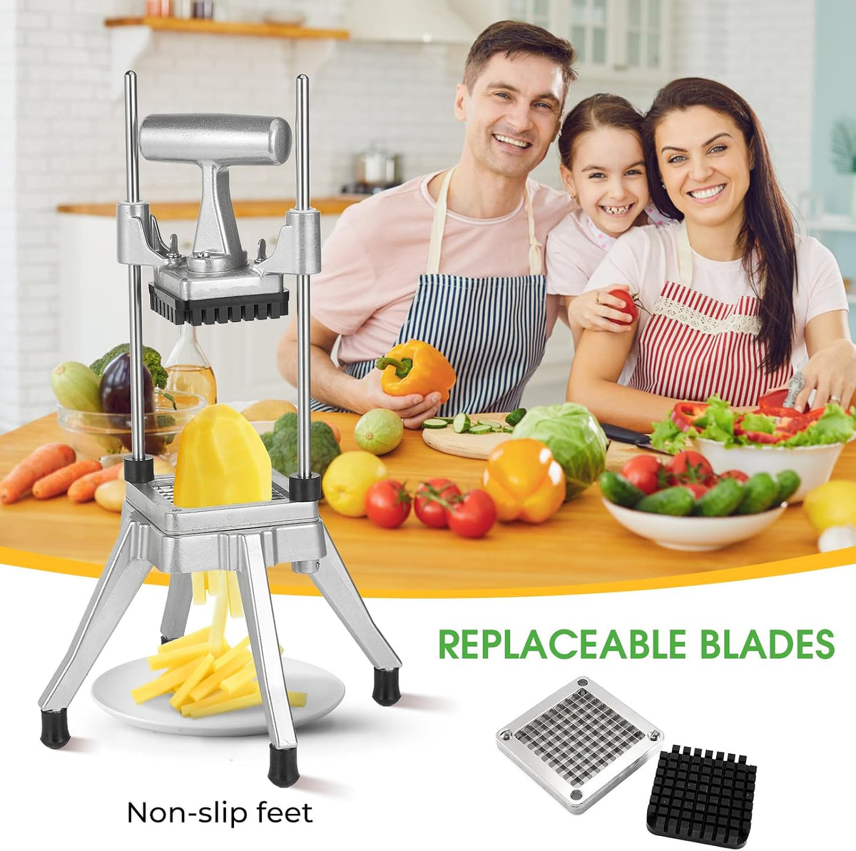 Commercial Vegetable Chopper, 3/8" Stainless Steel Dicer