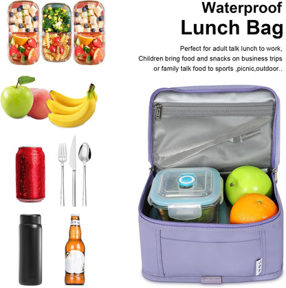 NOL Mini Insulated Lunch Bag for Women Men Kids | Small Leakproof Reusable Lunch Tote | Fits 6 Cans 330ml | Thermal Cooler for Work School Picnic Camping, Navy blue