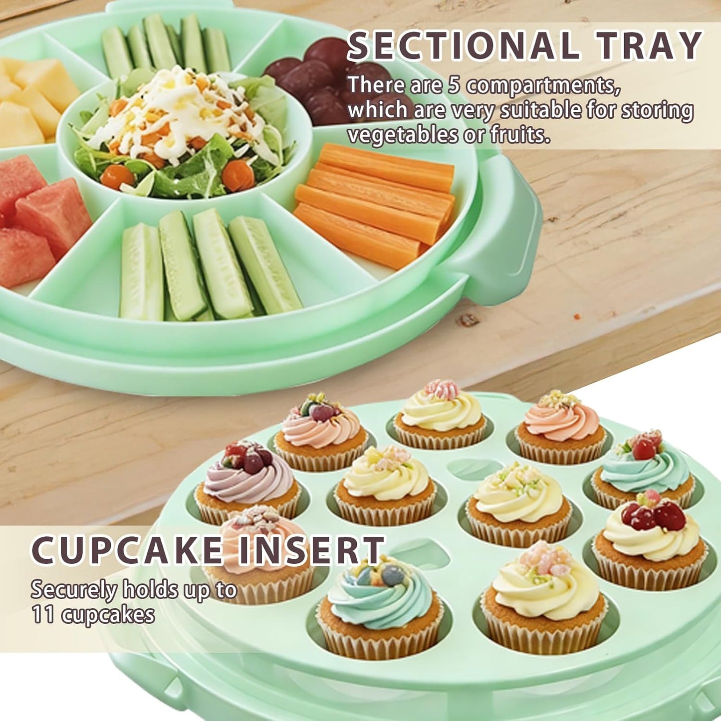Plastic Cake Carrier with Lid and Handle, Multipurpose Cake Stand Holder Container for 11 in Cake, Round Cupcake Storage Box Serving Tray with Cover for Bundt Dessert Pie Pizza Eggs Fruit White
