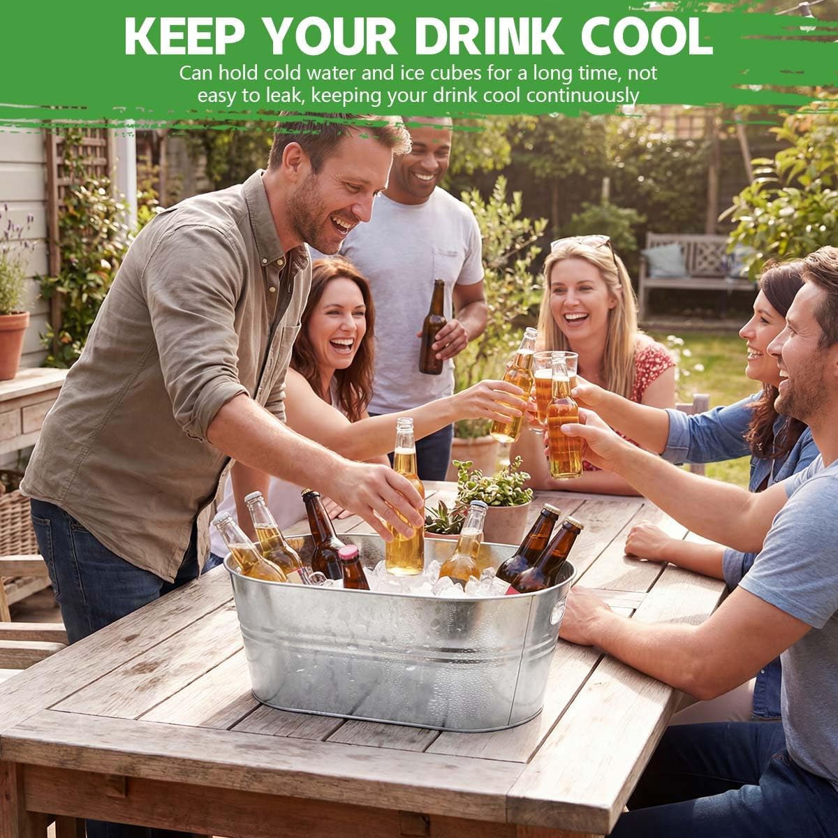OBTANIM 3 Pack 4 Gallon Galvanized Ice Buckets Metal Champagne Drink Cooler Storage Ice Tub with Handles for Beer Cocktails Wine Beverage Home Parties Bar Cooling Supplies