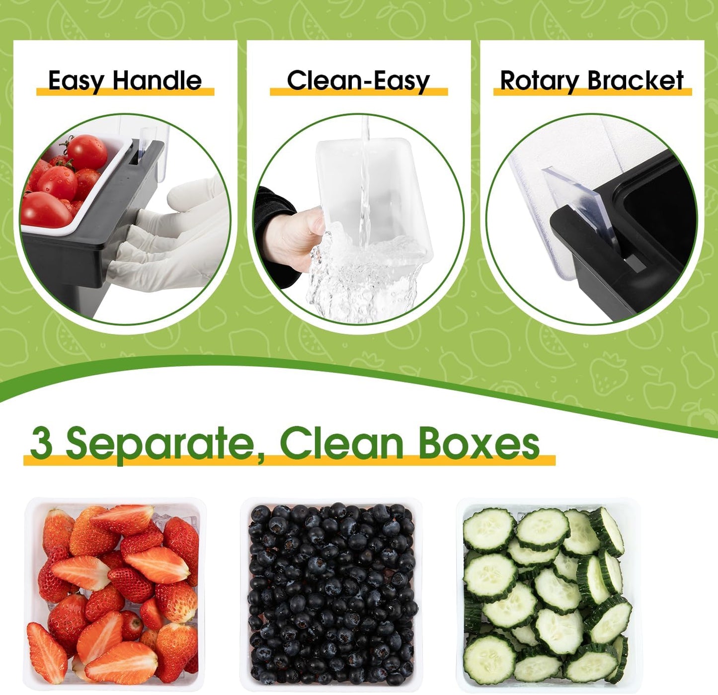 Ice Cooled Condiment Serving Container Fruit Veggie Condiment Caddy Plastic Garnish Station with Lid for Fruit,Ice Cream,Salad Bar-Topping Organizer for Restaurant Supplies (3 Compartments)