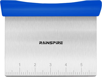Rainspire Bench Scraper, Stainless Steel Dough Scraper, Pastry Scraper, Pizza and Dough Cutter Multi-Purpose Scraper/Chopper, Pizza Cutter Food Chopper Baking Supplies Kitchen Gadgets, Black