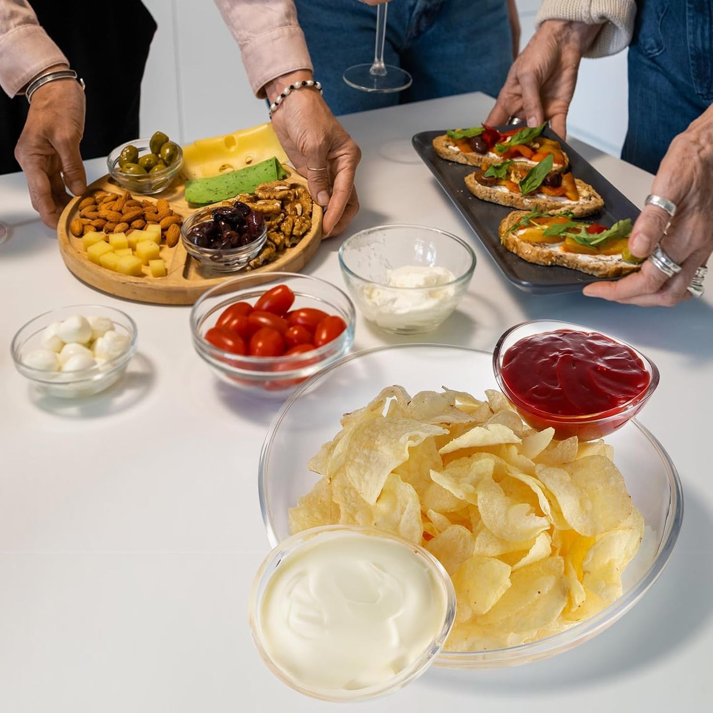 MOLIGOU Chip and Dip Bowl Set, Chip Serving Bowl for Parties, Chips and Dip Serving Dish