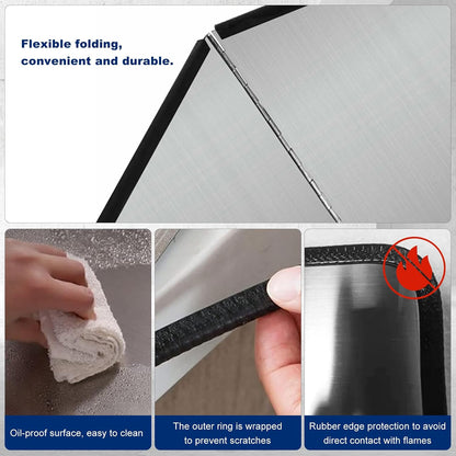 3 Sided Splatter Guard,Foldable Stainless Steel Oil Splatter Screens for Frying,Oil Splash Insulation Board,Nonstick Oil Splatter Guard Stove Insulation Board(L: 15" x W: 11.4" x H: 12")