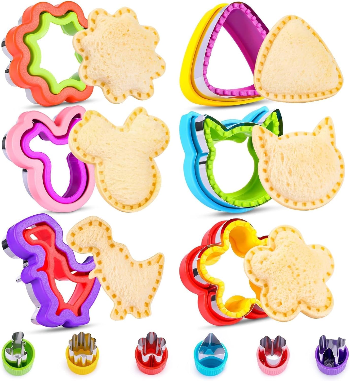 32PCS Sandwich Cutter and Sealer Set Sandwich Cutter for Kids, Vegetable Fruit Cutter Shapes with Food Picks for Kids School Lunch Bento Box Accessories Cookie Cutters