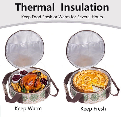 Round Insulated Pie Carrier – Thermal Portable Lunch Transport Cheesecake Cake Dish Container Bag Keep Food Hot/Cold/Fresh for Potlucks Parties Gathering/Cookouts/Church Dinner/Outdoor Events-Red