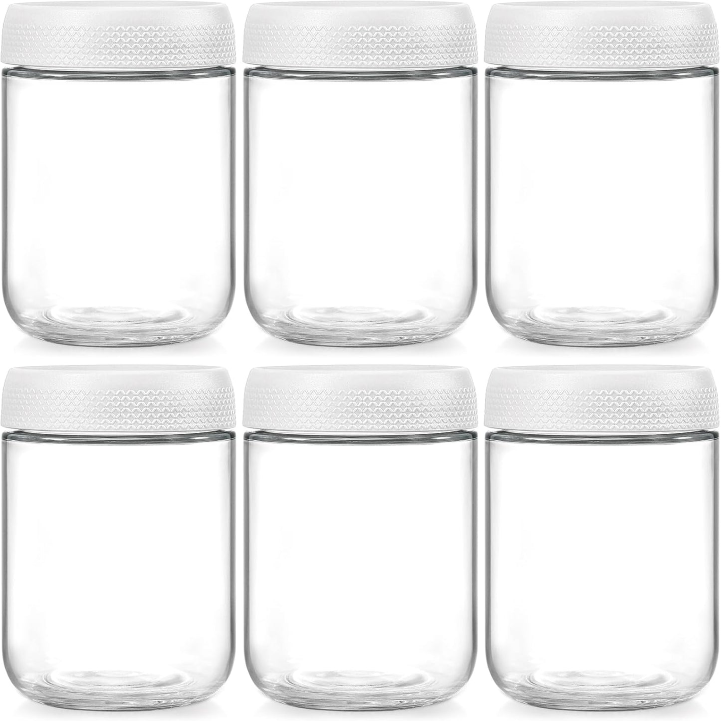 NETANY 6-pack 10oz Glass jars with Airtight Lids, Overnight Oats Containers with Lids, Wide mouth Mason Salad jars, Glass Food Storage Containers for Snacks Yogurt Spice Sugar