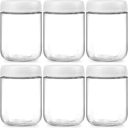 NETANY 6-pack 10oz Glass jars with Airtight Lids, Overnight Oats Containers with Lids, Wide mouth Mason Salad jars, Glass Food Storage Containers for Snacks Yogurt Spice Sugar
