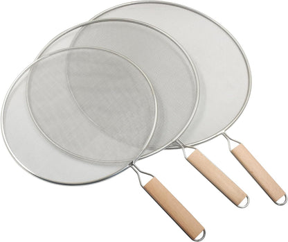 1Pcs 8Inch Stainless Steel Splatter Screen Splatter Guard with Handle, Ultra Fine Mesh Cooking Protector for Frying Cooking/Kitchen Use