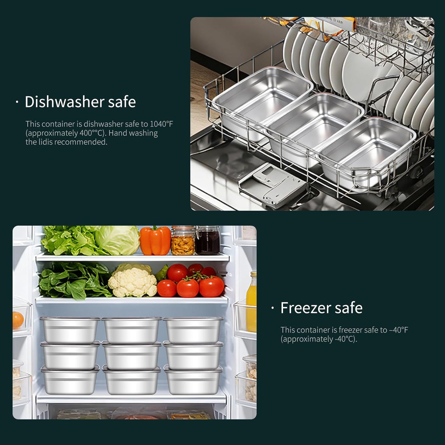 GIUOIDUO stainless steelFood Storage Containers setsstorage box with lidfreezer FrozenKitchen tray with lidOven plateSide dish plate Freezer & Dishwasher Safe