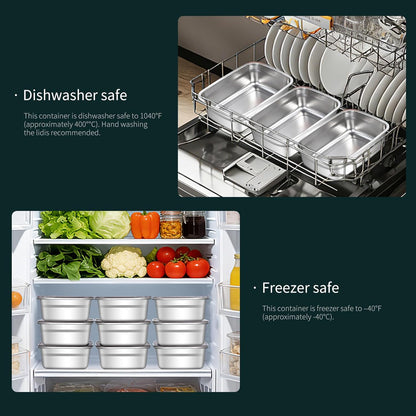 GIUOIDUO stainless steelFood Storage Containers setsstorage box with lidfreezer FrozenKitchen tray with lidOven plateSide dish plate Freezer & Dishwasher Safe
