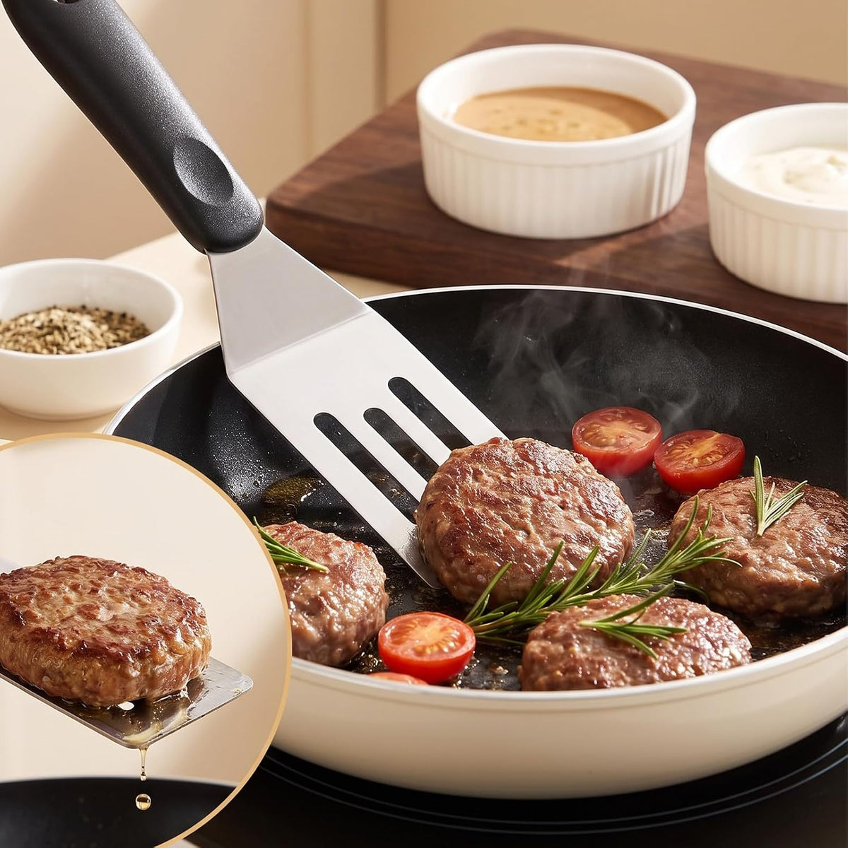 3 PCS Small Metal Spatula Set, Mini Stainless Steel Serving Spatula for Kitchen Use